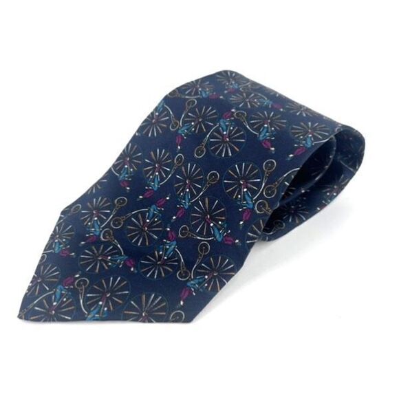 Robert Stock Men's Silk Blue Circus Necktie unicycle Greatest Showman Theater - Picture 2 of 7